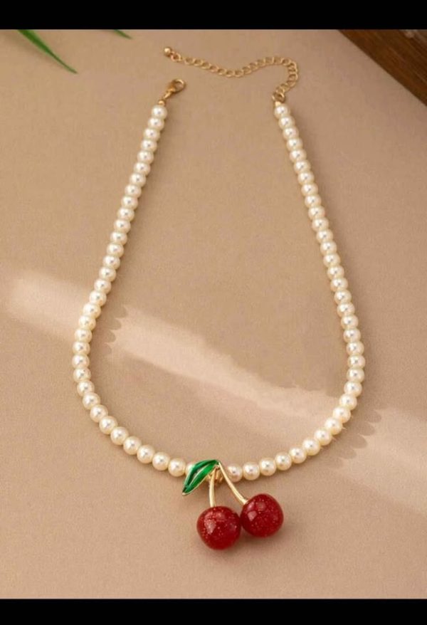 Set Elegante de Collar y Aretes con Colgante de Cereza Francesa Dulce - Image 6
