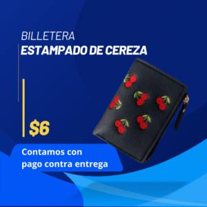 billetera negra con estampado de cereza Black Cherry