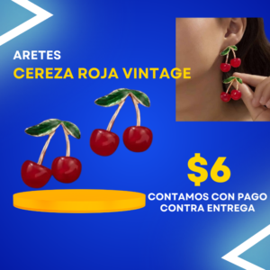Pendientes cereza roja vintage